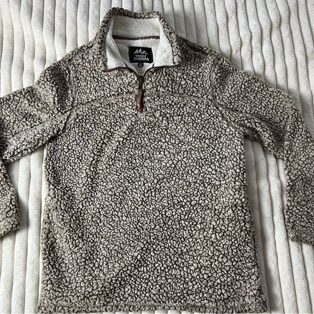 Women's brown and white Zip-Up Sweater fleece size medium